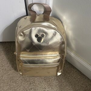 Gold Mini Backpack with Mickey Mouse Design
